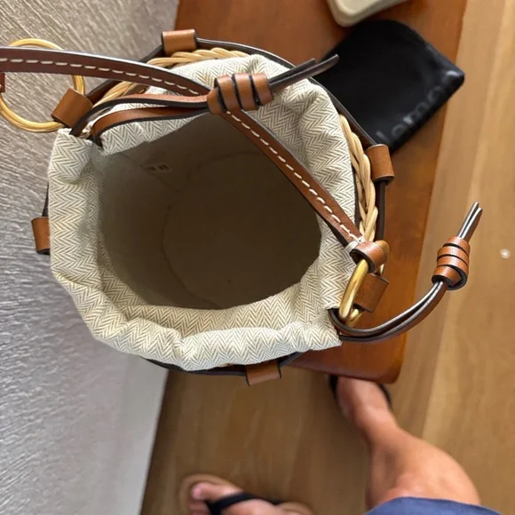 Tory Burch Natural Wicker Crossbody with Tan Leather Trim and Gold Hardware - Picture 7 of 7